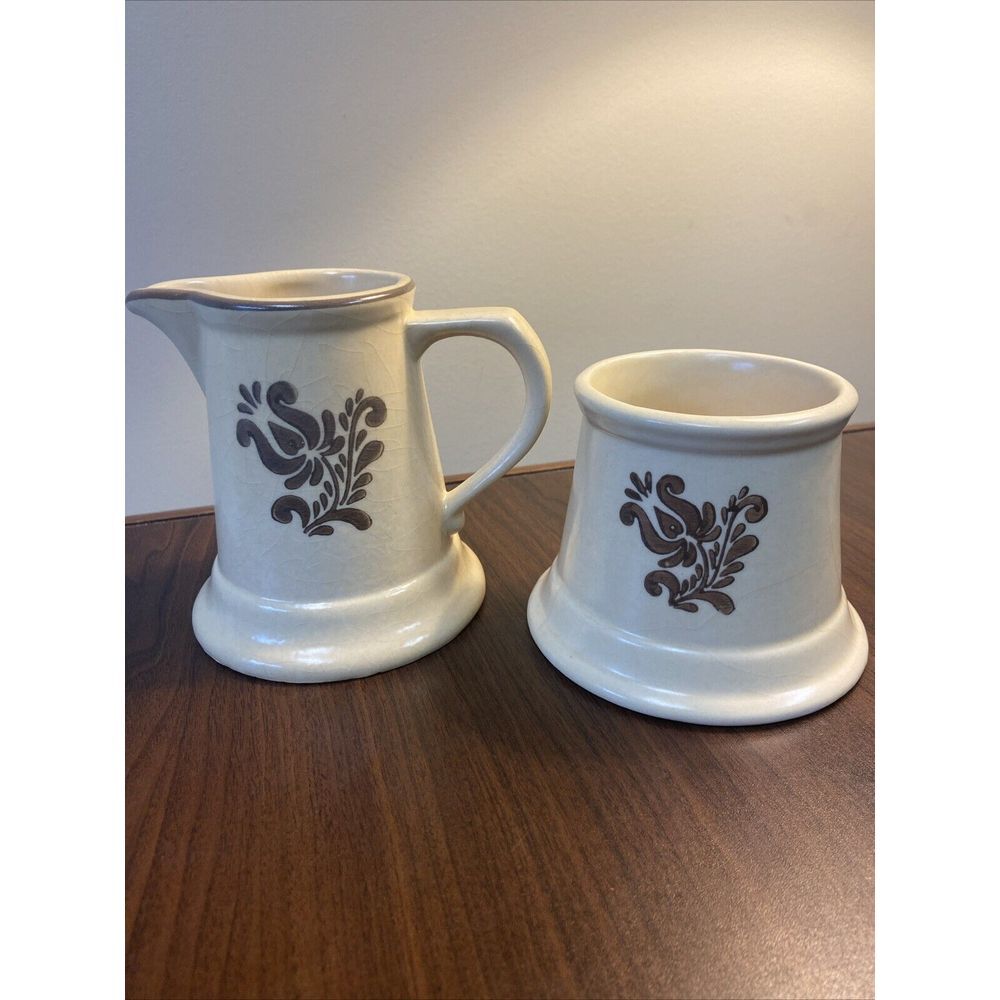 1970's Vintage Pfaltzgraff Village Pattern Sugar & Creamer Set #6-24, #6-22